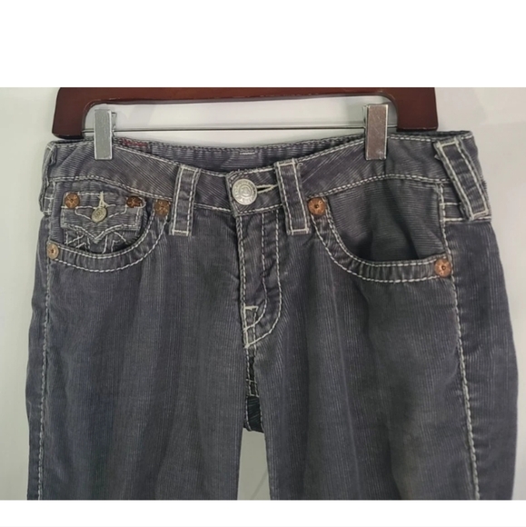 Y2K True Religion Joey Big T Gray Corduroy Flared Low Rise 28 X 30 Jeans - Picture 3 of 8